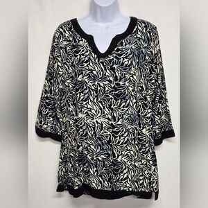 Bali Batiks L Hawaii 1/2 Sleeve Tunic Rayon V Neck Pullover